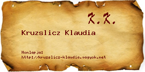 Kruzslicz Klaudia névjegykártya